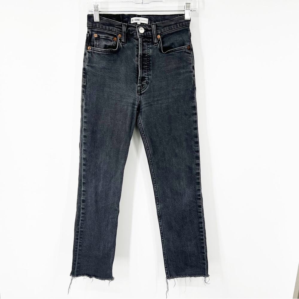 Re/Done Faded Black 70s Stove Pipe Jeans Button Fly